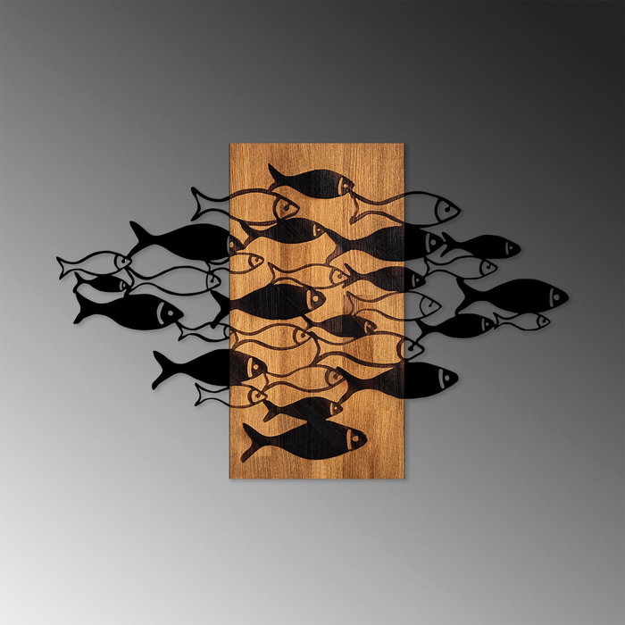 Wallity Shoal Accesorio de Pared de Madera y Metal Nogal y Negro